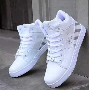 Модные высокие кроссовки на шнуровке, спортивная обувь на плоской подошве, дышащая повседневная мужская обувь 39 чёрный