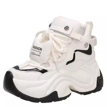 Модные высокие массивные женские кроссовки с внутренним увеличением из кожи повседневные женские туфли кроссовки на платформе женские кроссовки Zapatillas Mujer 34 белый