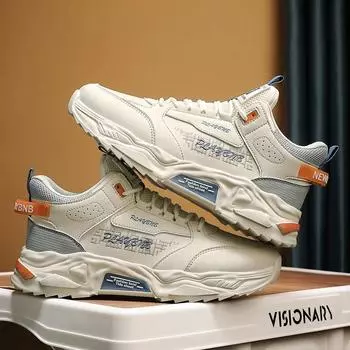 Модные высокие мужские кроссовки из кожи, легкие мужские повседневные туфли, дышащие нескользящие кроссовки для бега 39