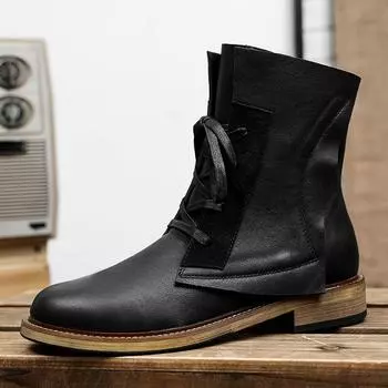 Модные высокие мужские рабочие ботинки для улицы, роскошные брендовые дизайнерские мужские формальные туфли, нескользящие рабочие ботинки по щиколотку, ботинки из натуральной кожи 38 чёрный