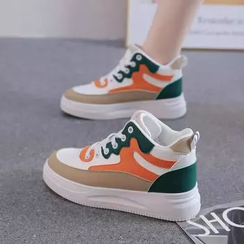 Модные высокие нескользящие кроссовки 2024 года, новые универсальные повседневные спортивные кроссовки из вулканизированной стали, кроссовки Zapatillas De Deporte 35 оранжевый