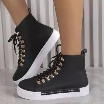 Модные высокие плоские кроссовки для женщин, легкая спортивная обувь на шнуровке, женские трендовые розовые повседневные кроссовки из искусственной кожи 36-43 36