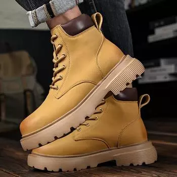 Модные высокие повседневные кроссовки мужские дизайнерские нескользящие ботильоны на толстой подошве мужские рабочие ботинки новый стиль универсальные мужские ботинки 38