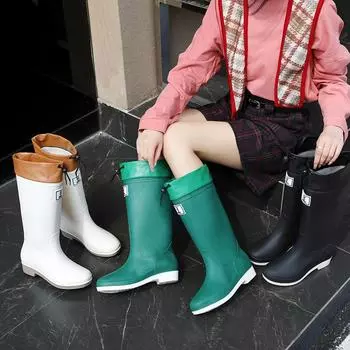 Модные высокие резиновые сапоги для женщин и взрослых, высокие водонепроницаемые и нескользящие, верхняя одежда для кемпинга, ботинки Martin, зимние сапоги, локомотивные сапоги 36