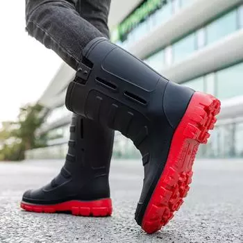Модные высокие резиновые сапоги, мужская нескользящая водонепроницаемая обувь для улицы, износостойкие резиновые сапоги для пар на стройплощадке 36