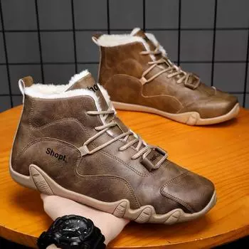 Модные высокие туфли для мужчин, плюшевые теплые зимние повседневные туфли, модные дышащие повседневные туфли из хлопка, классическая обувь для мужчин, кроссовки в стиле хип-хоп 39 хаки