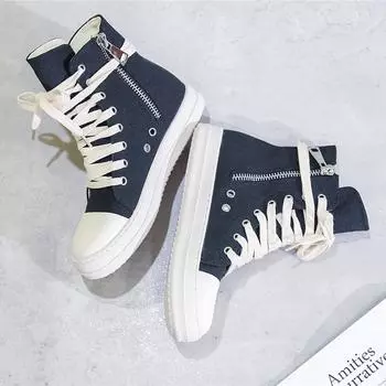 Модные высокие туфли, женская обувь на толстой подошве, парусиновые сапоги, повседневные ботинки на шнуровке, женская спортивная обувь, мужская спортивная обувь 35