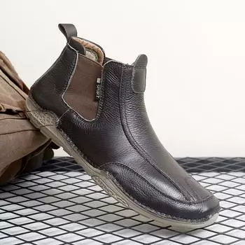 Модные высокие универсальные кожаные туфли для мужчин, повседневная обувь для бизнеса, удобные уличные ботинки без застежек, модные короткие ботинки для мужчин 38 коричневый