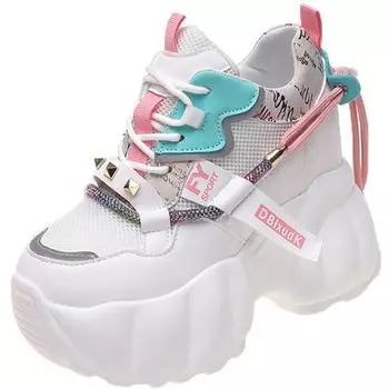 модные высокие женские дышащие массивные кроссовки модные кожаные белые туфли на платформе женские повседневные короткие ботинки Zapatos De Mujer 34 белый