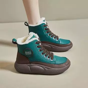 Модные высокие женские туфли 2024 года, зимние новые универсальные утолщенные хлопковые туфли, повседневная спортивная обувь Zapatillas De Deporte 35 чёрный