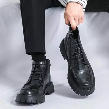 Модные высококачественные брендовые мужские туфли с толстой подошвой и высоким верхом, уличные модные рабочие ботинки, мужские походные альпинистские ботинки для активного отдыха 38