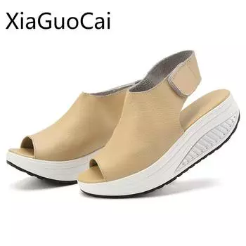 Модные высококачественные брендовые женские повседневные сандалии на платформе с открытым носком, босоножки на танкетке, летние туфли больших размеров W4 35 5 оранжевый