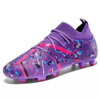 Модные высококачественные фиолетовые мужские футбольные бутсы для активного отдыха FG/TF нескользящие футзальные кроссовки мужские оригинальные профессиональные футбольные бутсы для мужчин 35