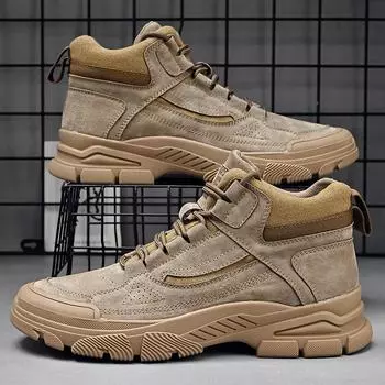 Модные высококачественные фирменные мужские рабочие ботинки на толстой подошве, мужские высокие ботинки для улицы, мужские мотоциклетные ботинки, теплые, плюшевые 38 хаки