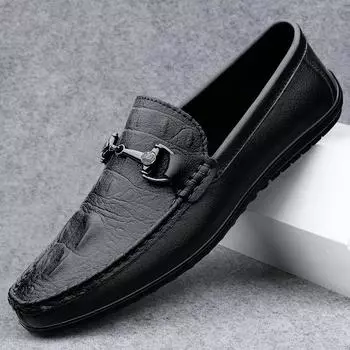 Модные высококачественные фирменные туфли на мягкой подошве для дома и поездок на работу, мужская обувь из натуральной кожи, интервью для мужчин, обувь для вождения на открытом воздухе 37 чёрный