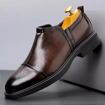 Модные высококачественные классические кожаные туфли для мужчин. Туфли-оксфорды с острым носком. Официальные туфли для свадебной вечеринки, офиса, бизнеса, повседневной носки. 38 чёрный