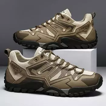 Модные высококачественные кожаные походные ботинки, прочные мужские походные кожаные ботинки на шнуровке для скалолазания и охоты CN 39 коричневый