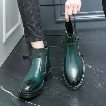 Модные высококачественные модные мужские высокие ботинки с боковой молнией в осеннем британском стиле с двойной пряжкой, удобные кожаные короткие ботинки 39 коричневый