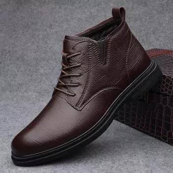 Модные высококачественные мужские ботильоны на шнуровке, модная теплая плюшевая меховая зимняя обувь, удобные зимние ботинки из натуральной кожи, мужские ботинки челси 38