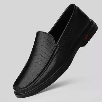 Модные высококачественные мужские брендовые удобные кожаные туфли с крокодиловым узором, классические черные весенние мужские деловые повседневные кожаные туфли 38 чёрный