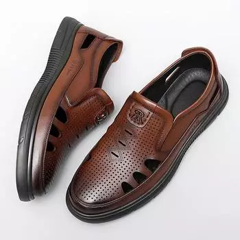 Модные высококачественные мужские кожаные повседневные туфли с массажной подошвой, полые оксфордские туфли, уличные туфли для вождения, универсальная толстая подошва для мужчин 38 чёрный