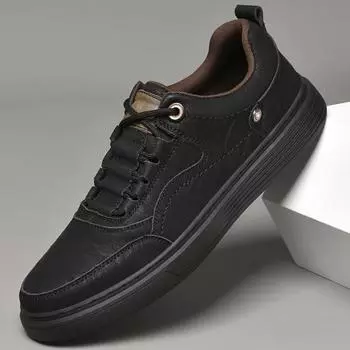 Модные высококачественные мужские кожаные туфли, повседневные, для отдыха на открытом воздухе, дизайнерские туфли для тенниса, модные кроссовки на плоской подошве, удобные, сделанные вручную, со шнуровкой 37 чёрный