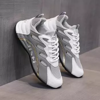 Модные высококачественные мужские кроссовки из сетчатой ткани, дышащая повседневная обувь, роскошные теннисные туфли для мужчин, спортивная обувь для бега на платформе Zapatillas Hombre 39 серый