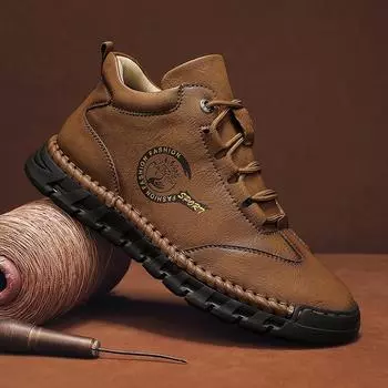 Модные высококачественные мужские повседневные кожаные туфли ручной работы, удобные уличные туфли на шнуровке, модные кроссовки с толстой подошвой, новые, большие размеры 38-46 38
