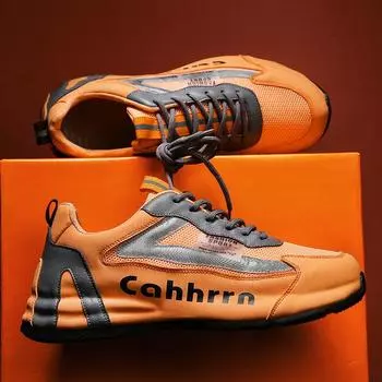 Модные высококачественные мужские повседневные кроссовки 2024 года, повседневные теннисные туфли на плоской подошве, дышащая сетка, туристическая мужская обувь для бега, Zapatillas De Hombre 39 оранжевый