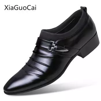 Модные высококачественные мужские туфли без застежек, белые деловые туфли с острым носком для мужчин, плоские туфли X1016 35 7 чёрный