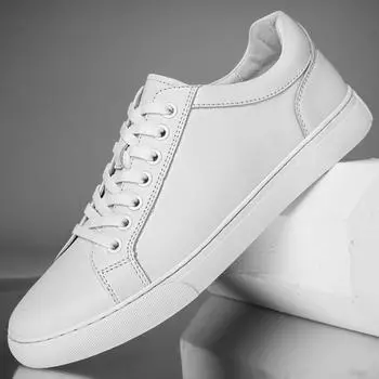 Модные высококачественные мужские туфли из натуральной кожи, удобная обувь для скейтборда, нескользящие мужские кроссовки, новые вулканизированные туфли для отдыха и прогулок 38 белый