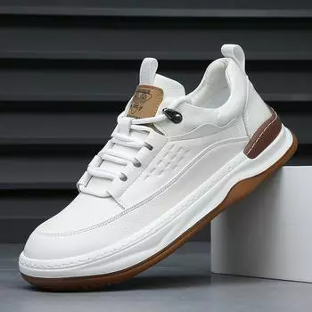 Модные высококачественные мужские удобные кожаные повседневные туфли на шнуровке, летние мужские дышащие удобные кроссовки для спорта на открытом воздухе 38 чёрный