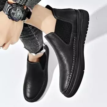 Модные высококачественные мужские зимние ботинки, деловые нескользящие ботильоны для мужчин, мужские ботинки челси из натуральной кожи, британский стиль, мужская обувь 39 хаки