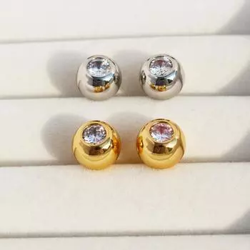 Модные высококачественные одинарные крупные трехмерные круглые серьги-гвоздики с цирконием, ежедневные дорожные серьги Doudou, иглы из серебра 925 пробы 671 золотой