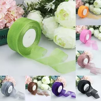 Модные высококачественные праздничные принадлежности, подарочная упаковка, аксессуары, лента из органзы, 50 ярдов/рулон, популярные праздничные украшения, упаковочные ленты, горячая распродажа
