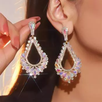 Модные высококачественные роскошные длинные серьги с кристаллами, персонализированные преувеличенные женские серьги, 1 пара