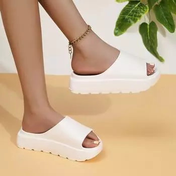 Модные высококачественные тапочки из ЭВА с мягкой толстой подошвой, женские летние модные тапочки, домашние скользящие сандалии, женская пляжная обувь для отдыха на природе 36-37 чёрный