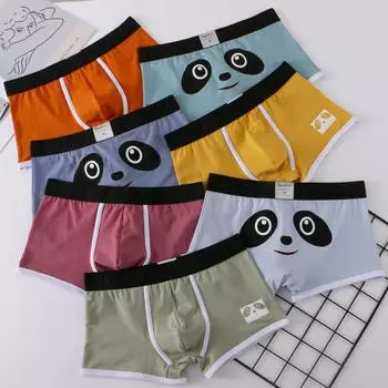 Модные высококачественные трусы-боксеры для мужчин, новейшее нижнее белье, мужские хлопковые дышащие трусы-боксеры с персонализированным принтом милой панды из мультфильма M жёлтый