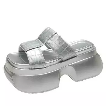 Модные высококачественные женские тапочки 8 см на платформе с танкеткой, летняя повседневная женская обувь для отдыха на открытом воздухе, удобные пляжные высокие тапочки, сандалии 34 белый