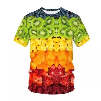 Модные забавные футболки с фруктовым рисунком, мужские повседневные индивидуальные креативные футболки большого размера в стиле Харадзюку, топы с круглым вырезом и короткими рукавами с принтом Asian size 4XL