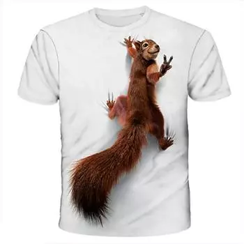Модные забавные футболки с принтом белки в формате 3D, уличная одежда для мужчин, летние повседневные футболки Harajuku большого размера с круглым вырезом, футболки, топы, одежда S