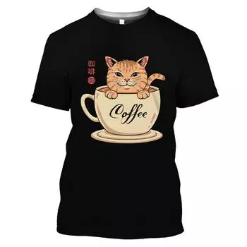 Модные забавные футболки с рисунком самурая и кота для мужчин, летние повседневные топы с короткими рукавами и круглым вырезом на открытом воздухе, крутые топы с индивидуальным принтом S