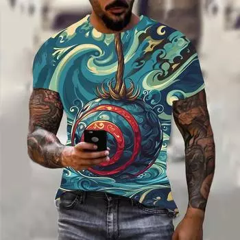 Модные забавные мужские футболки с 3D принтом, летние, повседневные, спортивные, винтажные, мужские, свободные, повседневная одежда большого размера с короткими рукавами 4XL