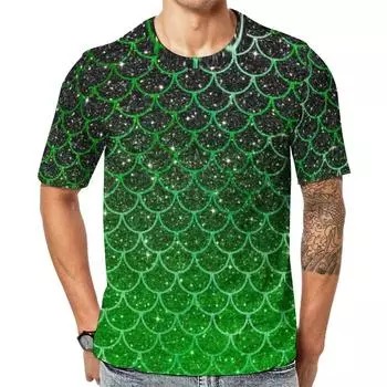 Модные забавные рисунки рыбьей чешуи для мужских футболок, трендовая цифровая печать, повседневные топы с круглым вырезом и короткими рукавами S