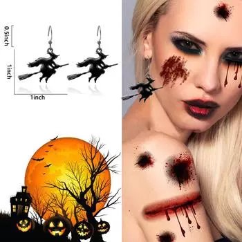 Модные забавные серьги на Хэллоуин, пугающие маленькие серьги-крючки для ушей чёрный