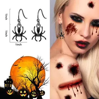 Модные забавные серьги на Хэллоуин, пугающие маленькие серьги-крючки для ушей чёрный