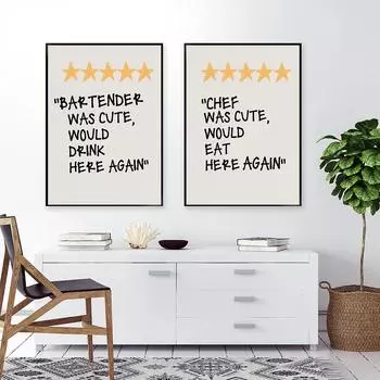 Модные заготовки Здесь едят повара, Бармены пьют, Гости, Стены, Художественные картины, Плакаты, Кухни, Бары, Тележки, Домашний декор 21cm30cm NoFrame