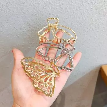 Модные заколки для волос-бабочки, полые заколки для волос из цинкового сплава, золотые/серебристые заколки для волос-бабочки, женские аксессуары для волос