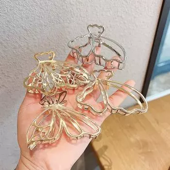 Модные заколки для волос-бабочки, полые заколки для волос из цинкового сплава, золотые/серебристые заколки для волос-бабочки, женские аксессуары для волос