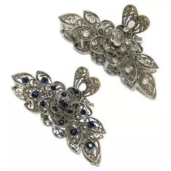 Модные заколки для волос со стразами и кристаллами в виде цветка, зажимы для волос, аксессуары для волос для женщин Dark blue
